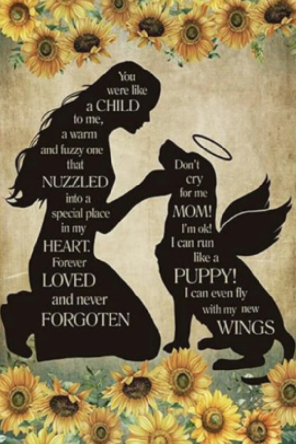 Silhouette Dog Angel Don't Cry for Me Mom Vintage Style DIY Printable Art Unique Pet Dog Loss Sympathy Remembrance Gift  - AI Enhanced High Resolution Digital Custom Design One of a Kind Art