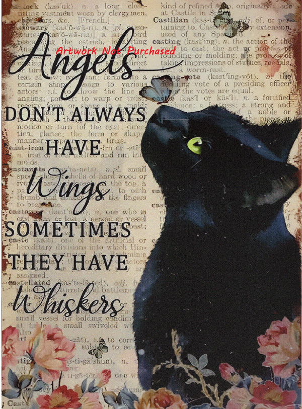 Printable Cottage Core Whimsigoth Black Cat Angel Wings Cat Lovers Art Gift DIY Printable Art Digital File Download Can Print Up To 36x48