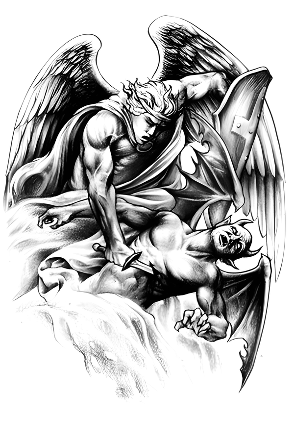 Digital Tattoo Design Download Pack Angels Demons Skulls Dragon Eye Gothic Fantasy Line Art for Flash Sheets or Ink Inspiration