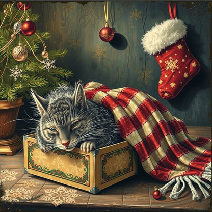 A Few Sleeps Left Before Christmas Mouse and Cat AI Created One of a Kind Digital Download Canvas Poster Wall Art Printable DIY Craft Supply