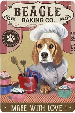 Beagle Baking Co &nbsp;- NEW Rustic Vintage Retro Style Sign | 8x12" Coffee &amp; Dog Lovers Kitchen Gift &nbsp;- Made In America To Order &nbsp;Exquisite Custom Created Gift Home Decor