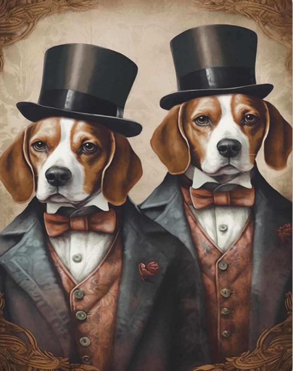 Fancy Dressed Dogs Print and Frame Wall Art Home Decor Fantasy Print Digital download Instant Access Create Your Own Art Print Can Be Edited