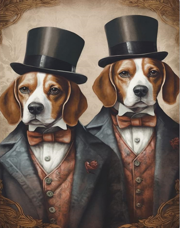 Fancy Dressed Dogs Print and Frame Wall Art Home Decor Fantasy Print Digital download Instant Access Create Your Own Art Print Can Be Edited