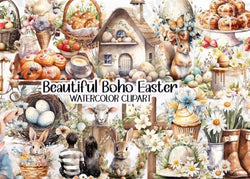 Beautiful Boho Easter Clipart PNG Digital Sublimation Clipart Use for Junk Journal Scrapbooks Wall decor etc