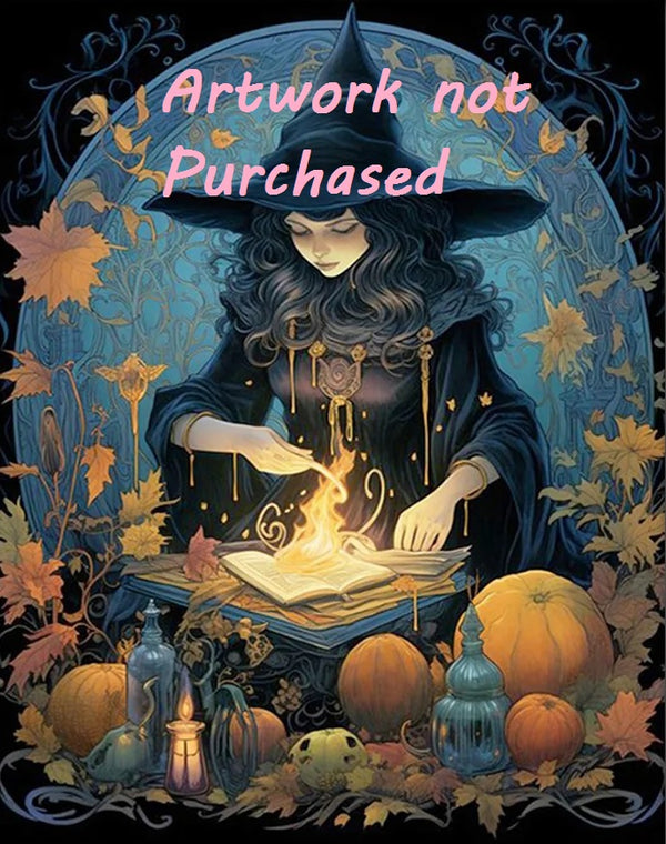Mystic Witch with Spell Book of Shadows Fantasy Art Print DIY Cottage Core Make Your Own Poster Cards Home Decor Instant Download