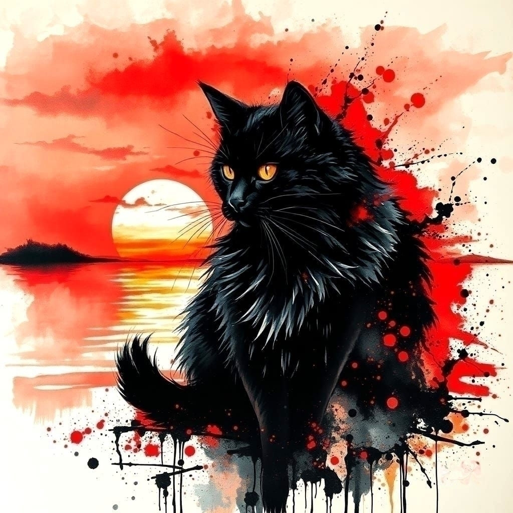 Black Cat Enchanting AI Enhanced Digital Download DIY Wall Art - Custom Canvas or Poster Prints -Cat Lovers Enthusiasts&nbsp;