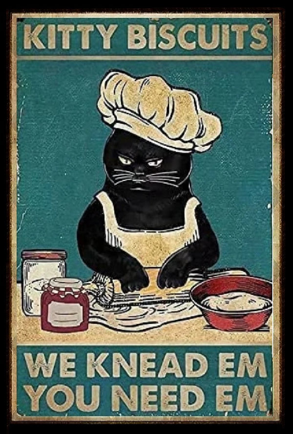 Black Cat Kitty Biscuits We Knead Em You Need Em - AI Enhanced Versatile Digital Designed Instant Download Fairycore, Cottagecore, DIY Craft
