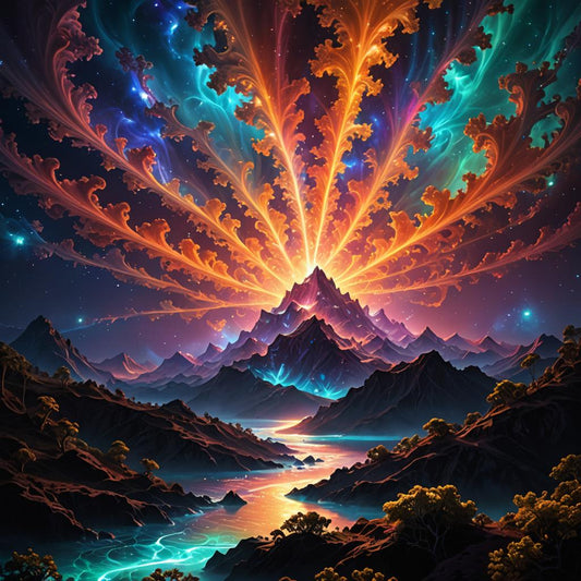 Black Mountain at Night - AI Created One of a Kind Digital Download Art Print Canvas Poster, Wall Art, Junk Journal, Cottage Core, DIY Gift
