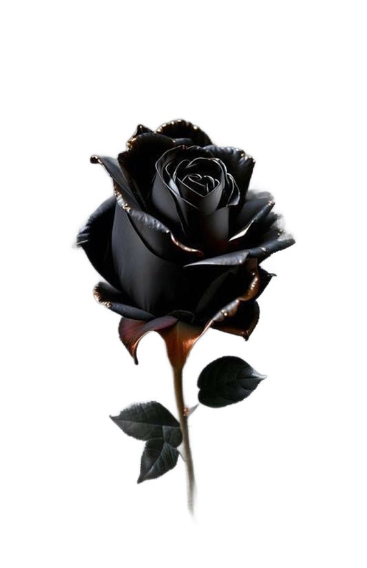 Blue and Black Rose Cutaway - AI Created Image Transparent Background High Resolution - Digital Download Cottage Core DIY Craft Supply Art