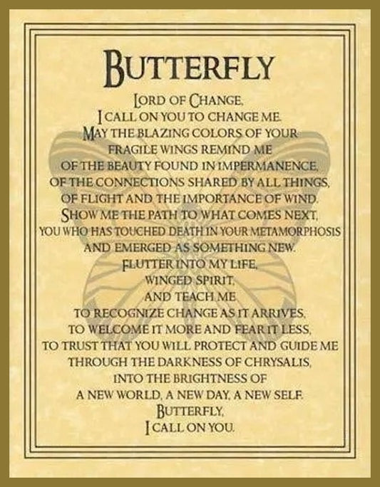 Butterfly Lord Of Change Prayer Quote Poem - Wicca Art - Altar Display - Book of Shadow Page Education Enthusiasts Digital Download DIY Gift
