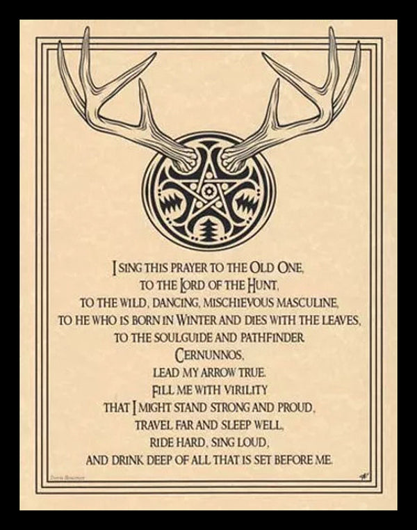 Celtic Pagan Horned God Cernunnos Prayer - Wicca Art - Altar Display - Book of Shadows Pages Education Enthusiasts Digital Download DIY Gift
