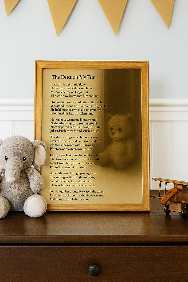 A Teddy Bears Heartache The Dust on My Fur Printable Poem Wall Art for Boys Room Nursery or Memory Shelf Digital Download