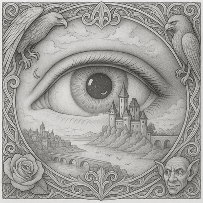 Mystic Realm Coloring Book – 10+ Greyscale Fantasy Pages for Printable Art Featuring Wizards, Phoenix, Elves, Castles & Magic Scenes