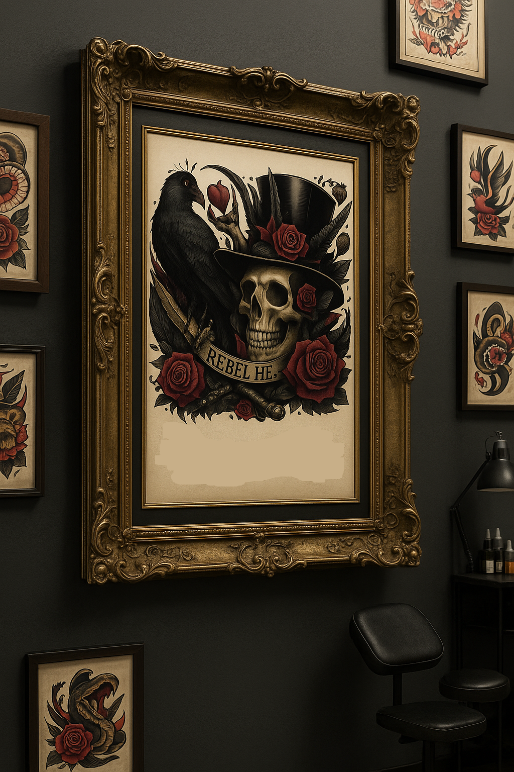 Rebel Heart Skull Raven Tattoo SVG Jpg PNG Gothic Clipart for Sublimation Cricut or Shirt Flash Tattoo Sheet or Sticker Decal DIY Art Print