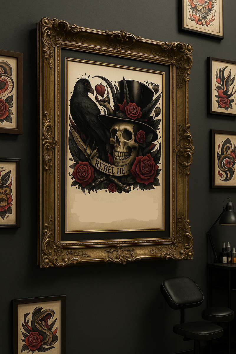 Rebel Heart Skull Raven Tattoo SVG Jpg PNG Gothic Clipart for Sublimation Cricut or Shirt Flash Tattoo Sheet or Sticker Decal DIY Art Print