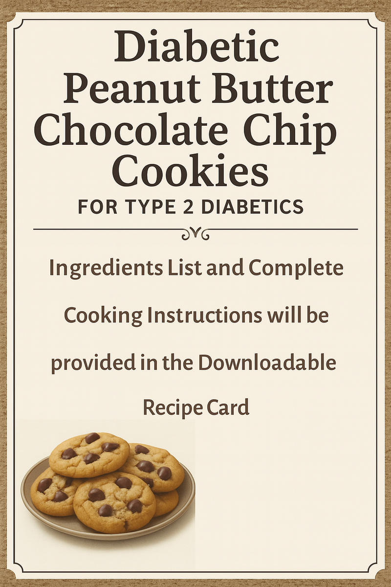 Diabetic-Friendly Cookie Recipe Card Set JPG PDF – Chocolate Chip, Peanut Butter, Peanut Butter Chocolate Chip Skinny Chocolate – Printables