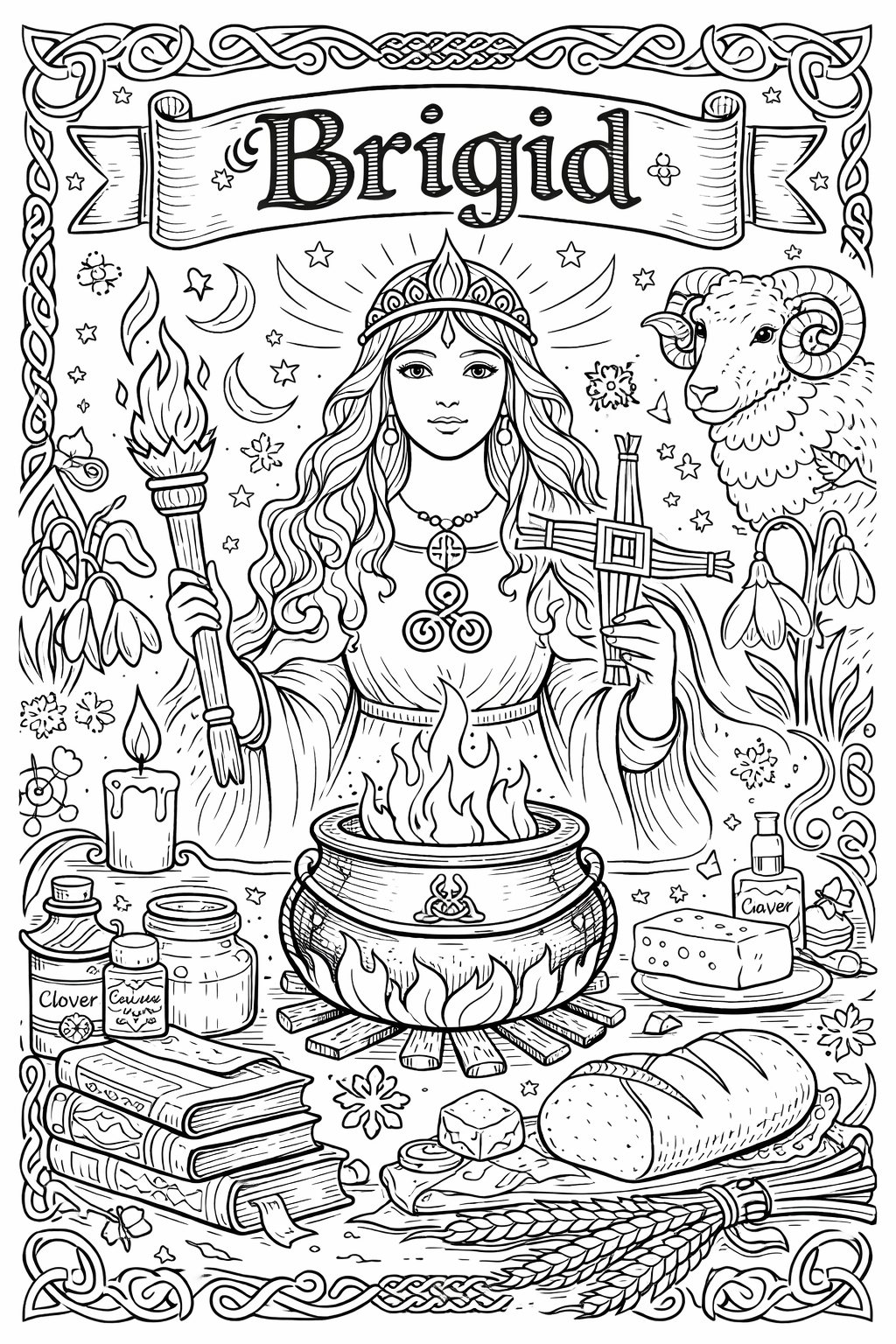 Imbolc Coloring Book Pages Printable Grimoire Pagan Sabbat Ritual Coloring Sheets Witchcraft Coloring Book Digital Download
