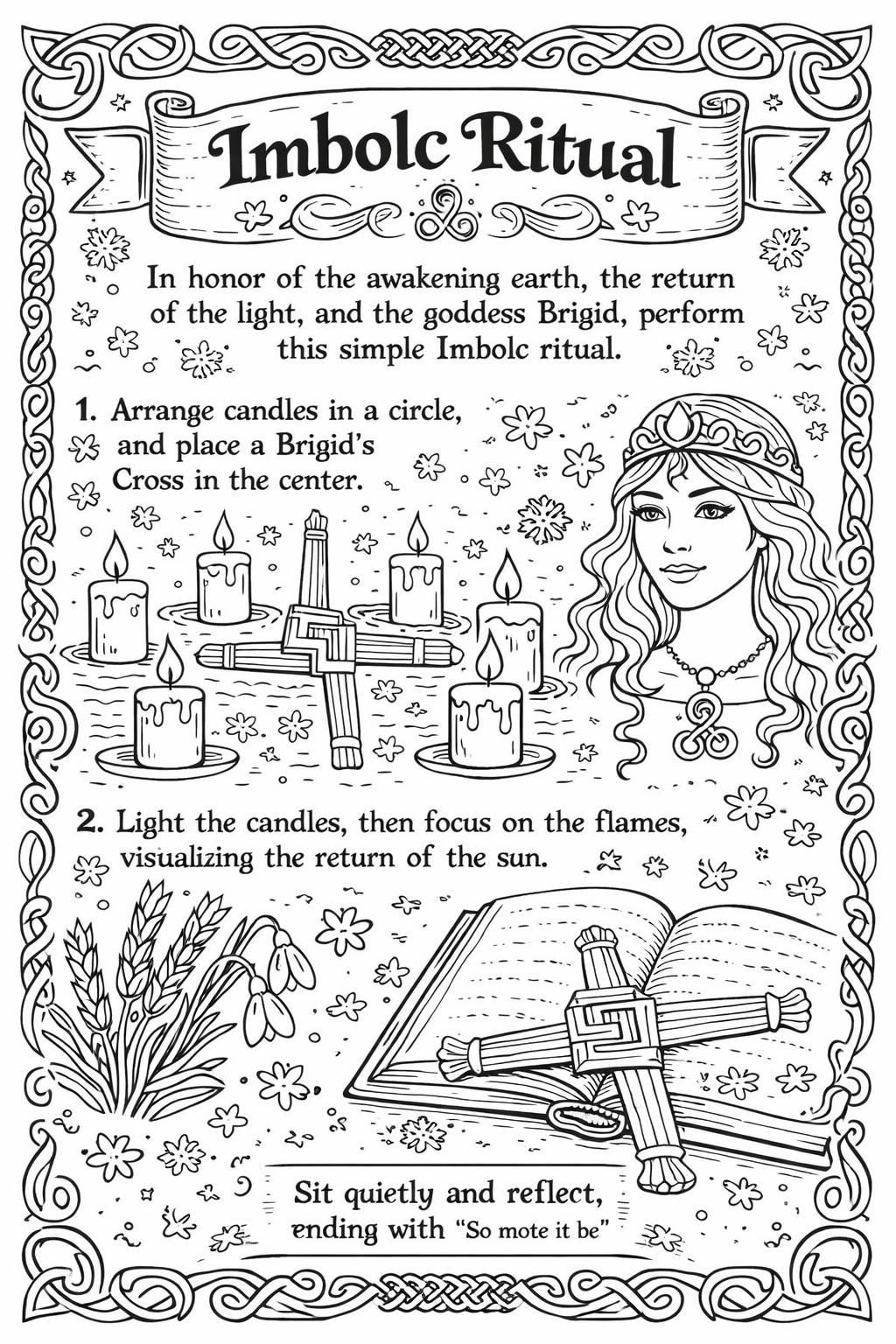Imbolc Coloring Book Pages Printable Grimoire Pagan Sabbat Ritual Coloring Sheets Witchcraft Coloring Book Digital Download