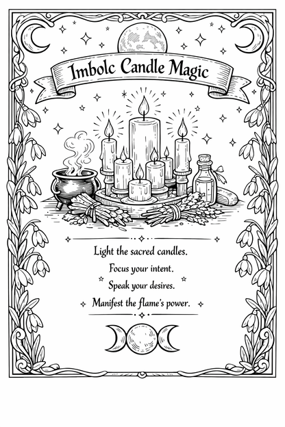 Imbolc Coloring Book Pages Printable Grimoire Pagan Sabbat Ritual Coloring Sheets Witchcraft Coloring Book Digital Download