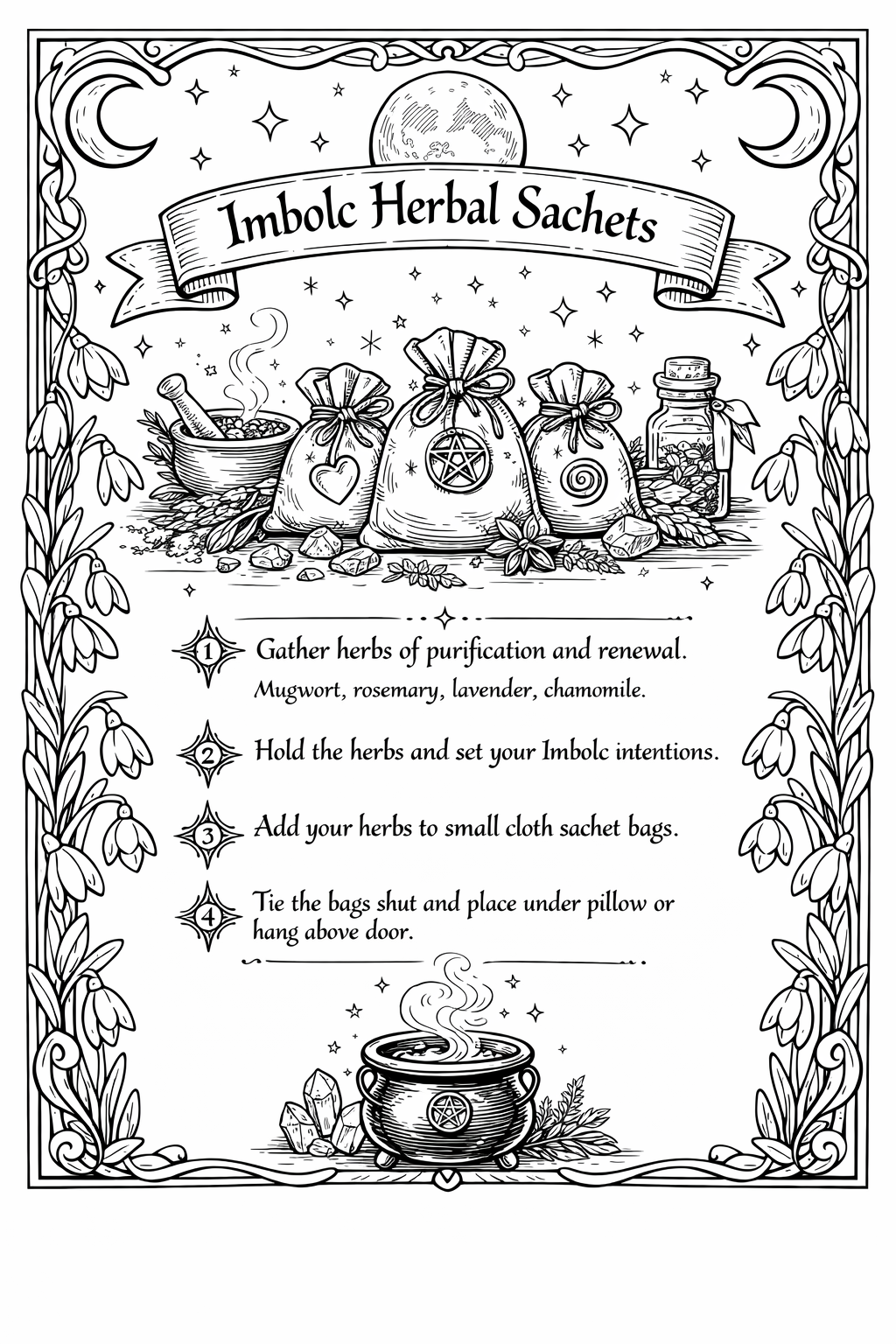 Imbolc Coloring Book Pages Printable Grimoire Pagan Sabbat Ritual Coloring Sheets Witchcraft Coloring Book Digital Download