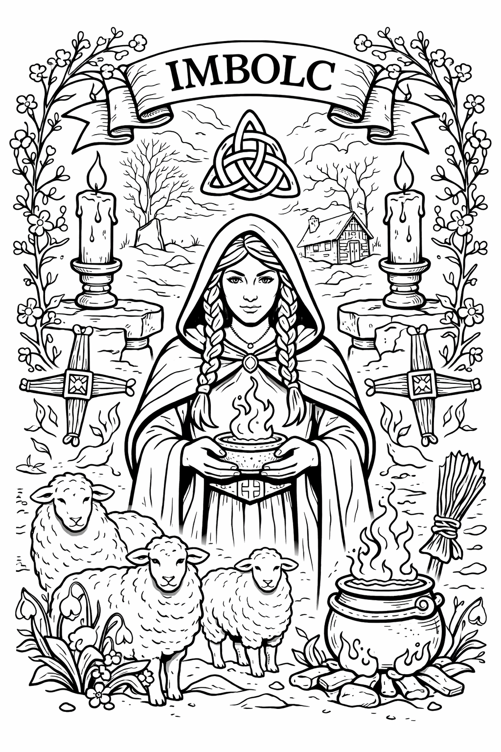 Imbolc Coloring Book Pages Printable Grimoire Pagan Sabbat Ritual Coloring Sheets Witchcraft Coloring Book Digital Download