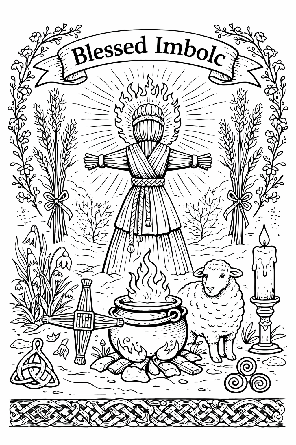 Imbolc Coloring Book Pages Printable Grimoire Pagan Sabbat Ritual Coloring Sheets Witchcraft Coloring Book Digital Download