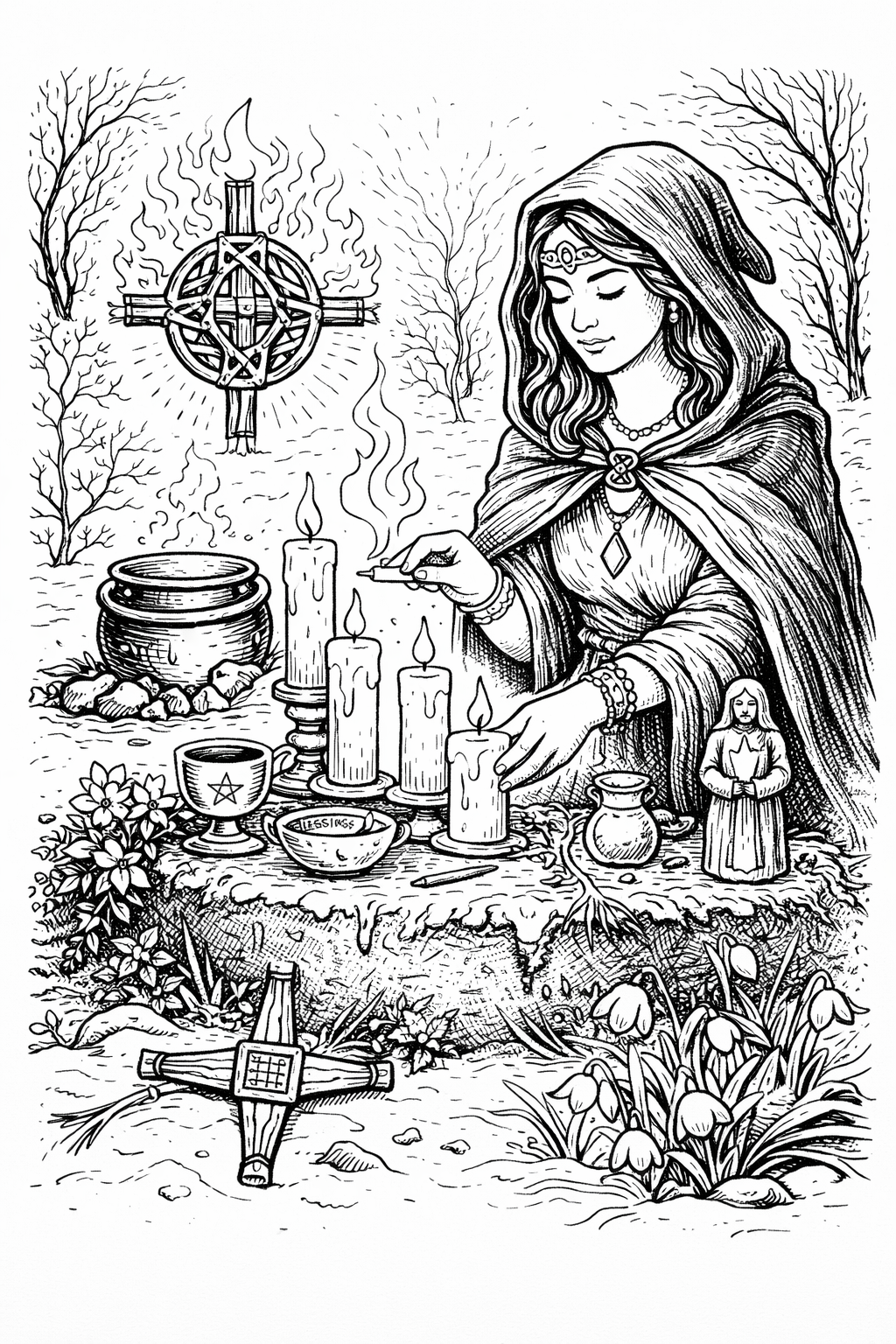 Imbolc Coloring Book Pages Printable Grimoire Pagan Sabbat Ritual Coloring Sheets Witchcraft Coloring Book Digital Download
