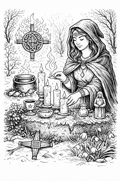 Imbolc Coloring Book Pages Printable Grimoire Pagan Sabbat Ritual Coloring Sheets Witchcraft Coloring Book Digital Download