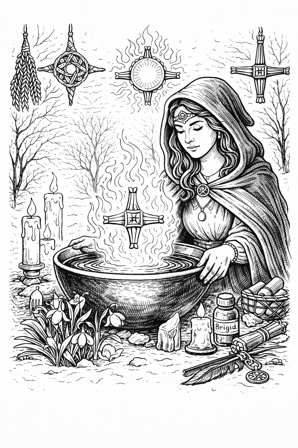 Imbolc Coloring Book Pages Printable Grimoire Pagan Sabbat Ritual Coloring Sheets Witchcraft Coloring Book Digital Download