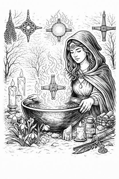Imbolc Coloring Book Pages Printable Grimoire Pagan Sabbat Ritual Coloring Sheets Witchcraft Coloring Book Digital Download