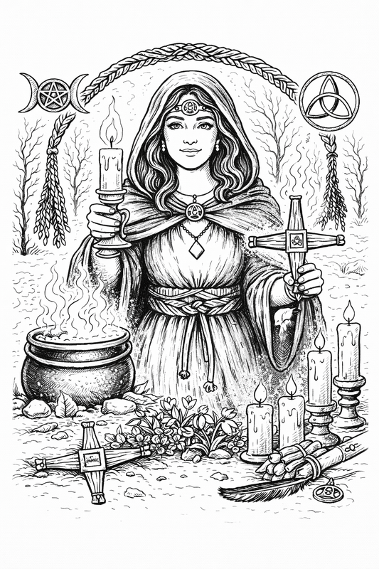 Imbolc Coloring Book Pages Printable Grimoire Pagan Sabbat Ritual Coloring Sheets Witchcraft Coloring Book Digital Download