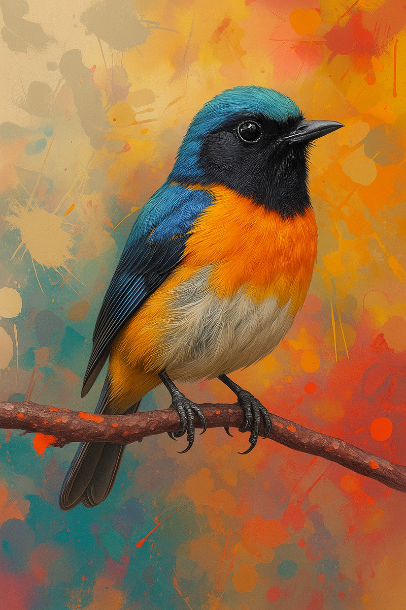 Colorful Bird Wall Art - Digital Oil Painting Download - Abstract Nature Printable - Vibrant Bird Poster - Choose Any Print Size