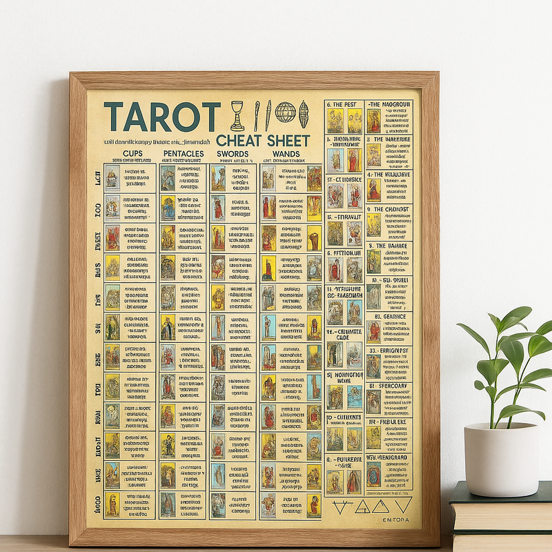 Tarot Card Cheat Sheet Knowledge Wicca One of a Kind Hippie Gypsy Printable Wall Art Spiritual Divination Vintage Aesthetic Instant Download