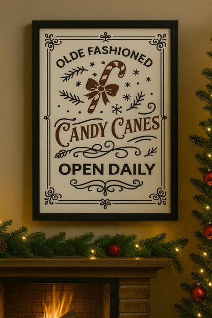 Merry Christmas Unframed Wall Art Festive Santa Claus and Tree Print 85x11 Inch Holiday Canvas Poster for Cozy Winter Home Decor