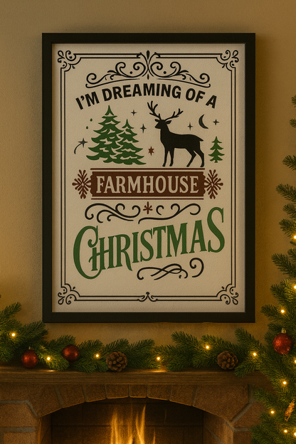 Merry Christmas Unframed Wall Art Festive Santa Claus and Tree Print 85x11 Inch Holiday Canvas Poster for Cozy Winter Home Decor