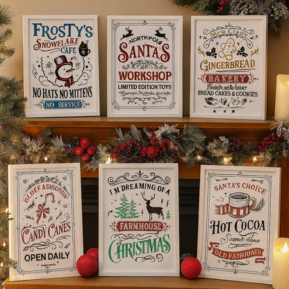 Merry Christmas Unframed Wall Art Festive Santa Claus and Tree Print 85x11 Inch Holiday Canvas Poster for Cozy Winter Home Decor