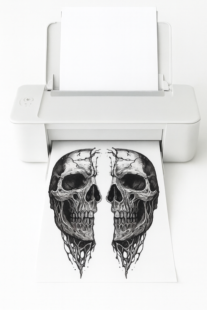 Realistic Skull Temporary Tattoo Horror Cosplay Body Art Hyper-detailed DIY skull tattoo design for horror cosplay statement piece