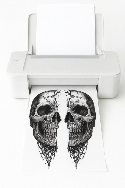Realistic Skull Temporary Tattoo Horror Cosplay Body Art Hyper-detailed DIY skull tattoo design for horror cosplay statement piece