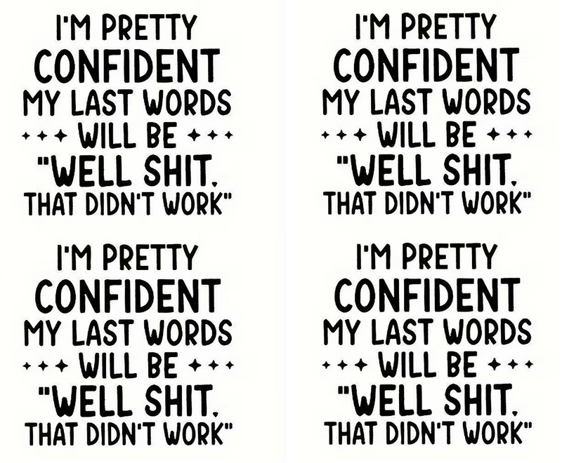 Well Shit That Did Not Work Funny Quote Vinyl Decal T-Shirts Cups Laptops Fridges Glass or Metal Surfaces Digital Download Transparent files