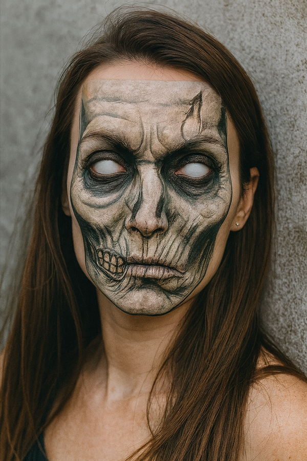 Rotting Ghoul Face Tattoo Printable – Frankenstein-Inspired, Resizable Digital Design