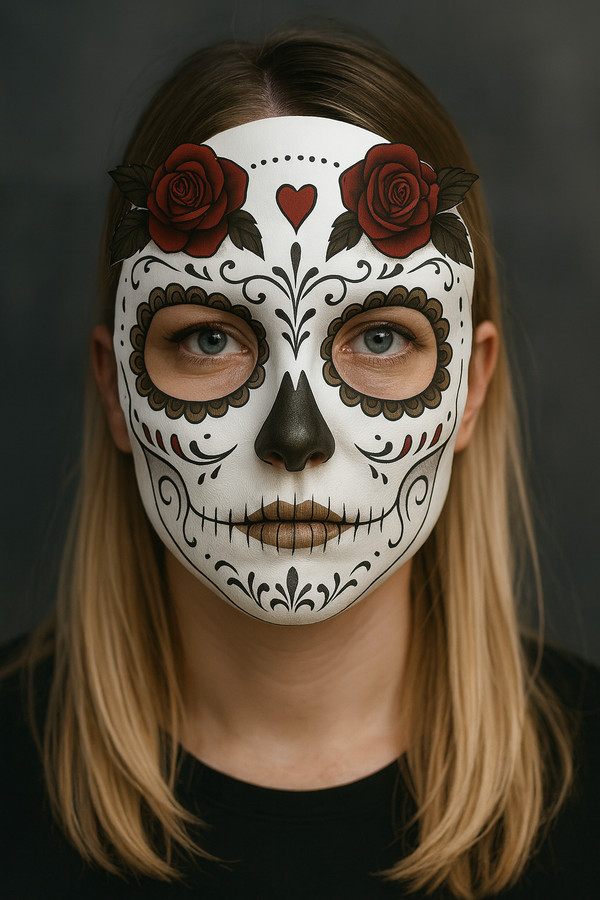 Print Your Own Day of the Dead Face Mask Tattoo Design for Halloween Costume, Sugar Skull Art, Instant Download, DIY Temporary Ink
