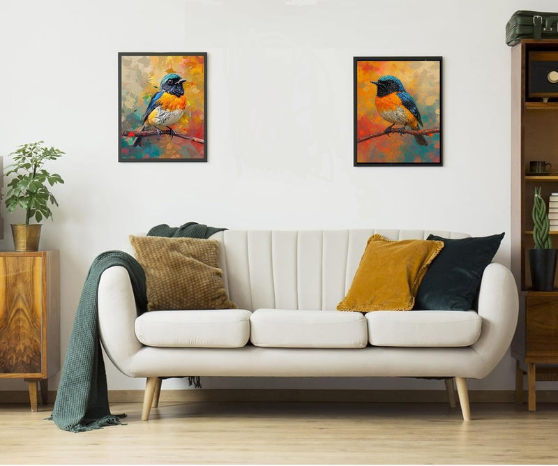 Colorful Bird Wall Art - Digital Oil Painting Download - Abstract Nature Printable - Vibrant Bird Poster - Choose Any Print Size