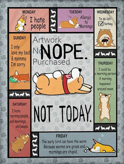 Corgi Calendar Funny Quote for Each Day of the Week Dog Lovers Gift Print Wall Art Digital download Instant Access Can Be Edited And Resized