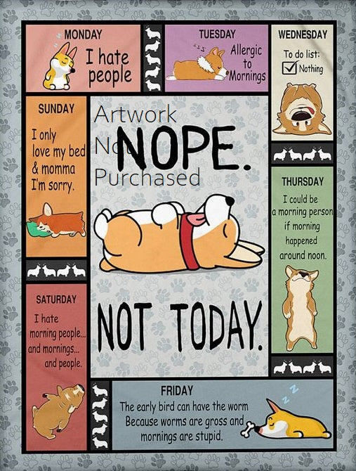Corgi Calendar Funny Quote for Each Day of the Week Dog Lovers Gift Print Wall Art Digital download Instant Access Can Be Edited And Resized
