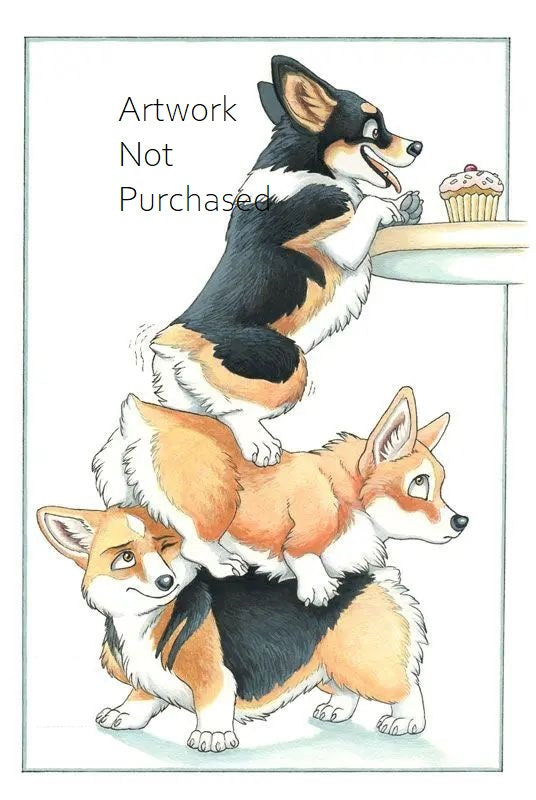 Corgi Stacked for Cupcake Theft Dog Lovers Gift Print Wall Art Digital download Instant Access Can Be Edited And Resized