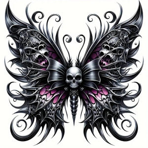 Dead Head Moth Skull Butterfly Printable Large Temporary Tattoo - Custom Digital Download Design - DIY Your Own Canvas Wall Art Poster etc