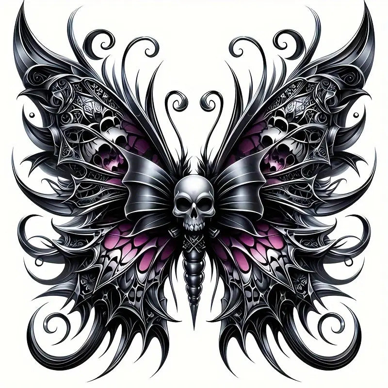 Dead Head Moth Skull Butterfly Printable Large Temporary Tattoo - Custom Digital Download Design - DIY Your Own Canvas Wall Art Poster etc