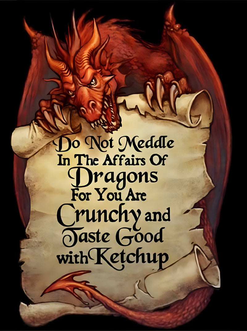 Printable Dragon With Scroll Do Not Meddle Digital Download For Cards TShirts Wall Art Sublimation Transparent Background