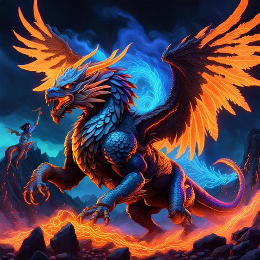 Dragons Fire Fantasy Art - AI Created One of a Kind Digital Download Art Print - Canvas Poster, Wall Art, Junk Journal, Fairy Core, DIY Gift