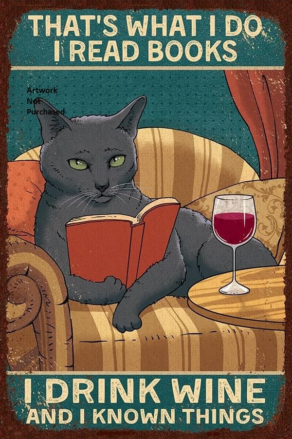 DIY Printable Black Cat I read Books I drink Wine and I know Things Wall Decor Poster Wall Art Digital download Instant Access Can Be Edited